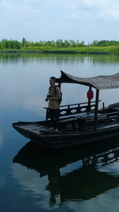 西安鄠邑区渼陂湖景区游船航拍西安旅游视频