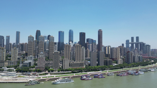 重庆城市建筑风光背景素材 长江渝中区航拍视频