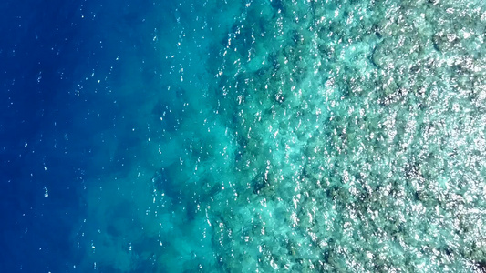 蓝海和海浪附近白沙背景的浅海野生生物阳光明媚的海岸视频