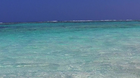 平静的海观海滩航行由棕榈附近的绿绿水和白色沙滩背景视频