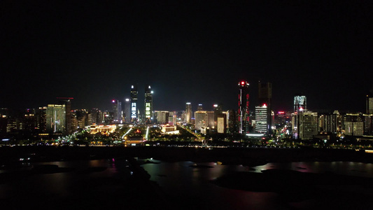 江西南昌城市夜景航拍视频