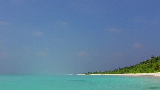 热带海湾海滩野生生物的空海景在沙滩附近的清水和白沙视频