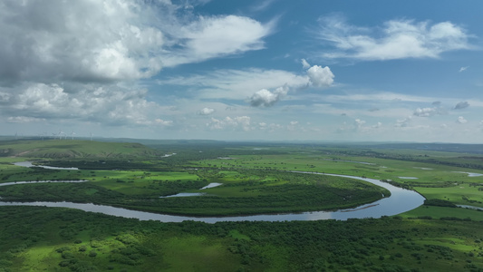 海拉尔河湿地风景视频