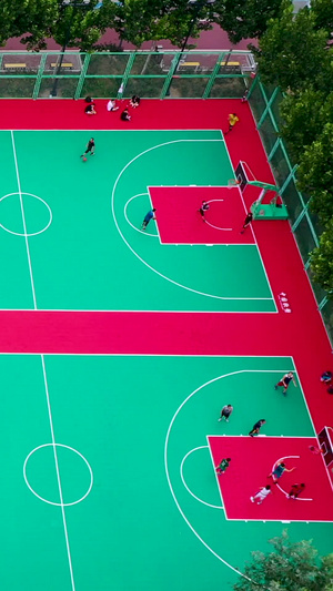 航拍石家庄体育公园打篮球的人们61秒视频