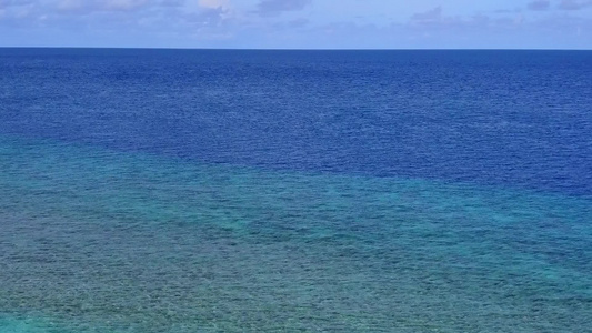 以棕榈附近的蓝海和白色沙沙底背景为蓝海和白沙本视频