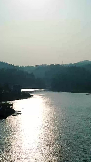 贵州山村湖泊航拍视频山水人文85秒视频