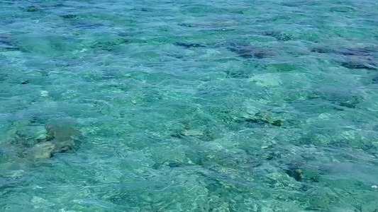 阳光灿蓝的海滨海滩探险旅行棕榈附近有白沙背景的蓝海视频