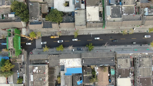 城市交通交叉路口车辆行驶航拍 视频
