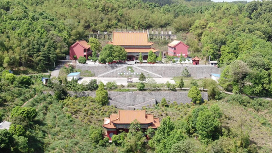 大山中古寺庙航拍 视频