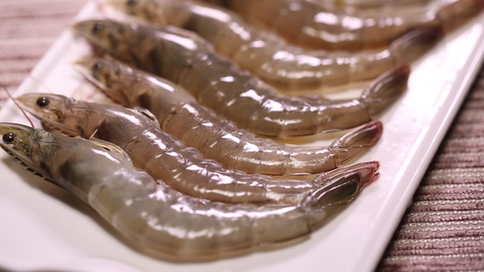 新鲜的大虾海虾虾线视频