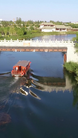 河流湿地游船航拍水资源45秒视频