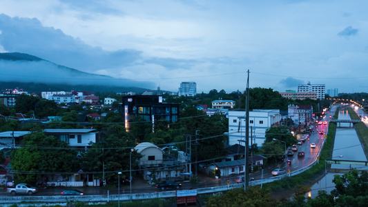 黄昏或黎明的城市风景泰王国的黑马城时间倒塌了这简直视频