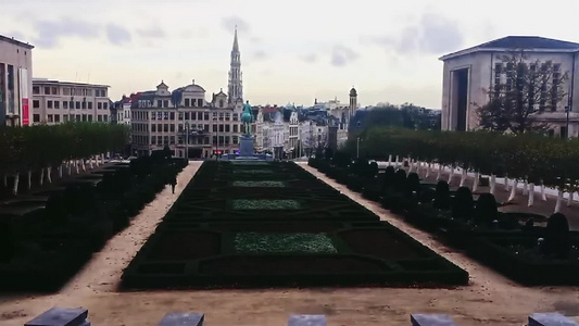 布鲁塞尔街道比利时首都欧洲建筑和历史建筑视频