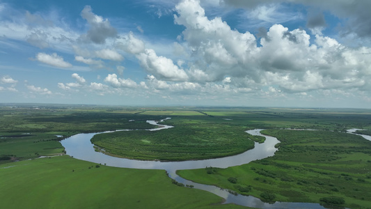 海拉尔河湿地风景视频