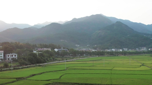 航拍南岳衡山风景名胜区乡村田园风光日落视频