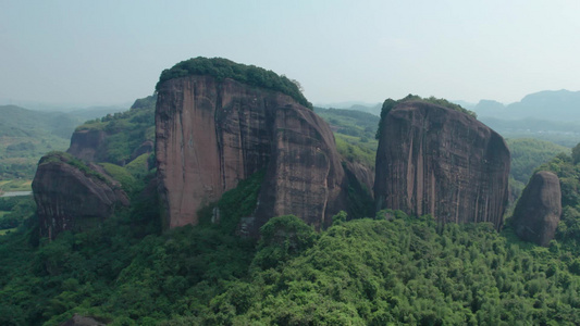 航拍丹霞山石峰地质公园 丹霞地貌视频