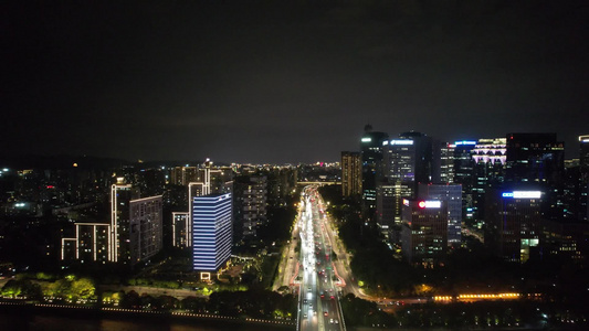 浙江杭州城市夜景航拍 视频