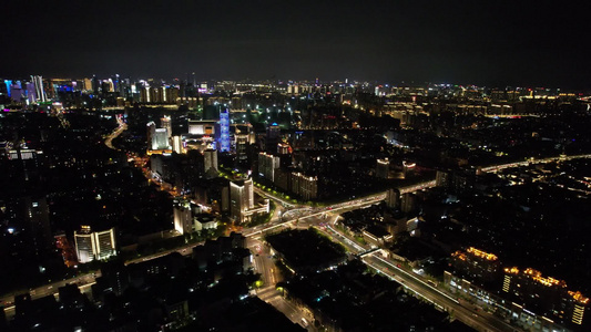 浙江杭州城市夜景航拍 视频