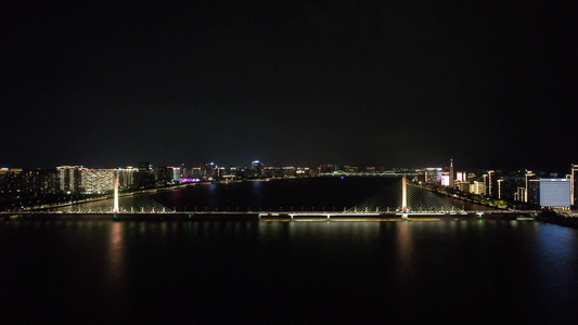 浙江杭州城市夜景航拍 视频