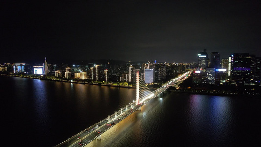 浙江杭州城市夜景航拍 视频