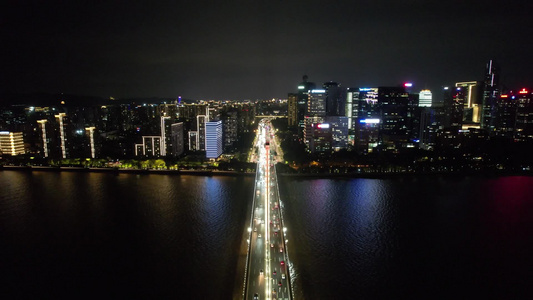 浙江杭州城市夜景航拍 视频