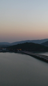 航拍苏州太湖西山大桥日落5A景区视频