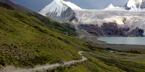 西藏萨普神山盘山路背靠雪山35秒视频