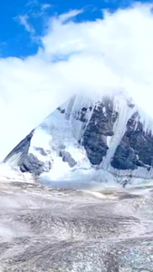 西藏萨普神山延时雪山全景图视频