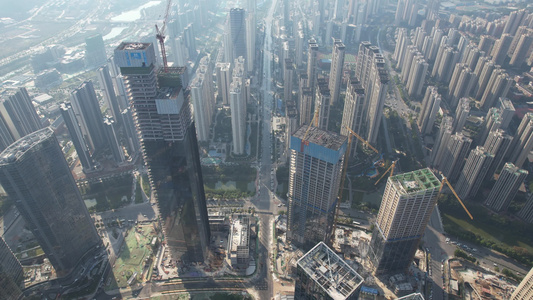 城市高楼建筑施工工地航拍 视频