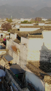 航拍著名旅游景点清晨下的宏村视频安徽旅游视频
