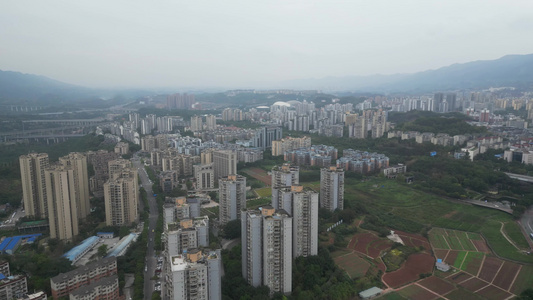 雾都重庆 4K航拍阴雨天气下的北碚城市视频