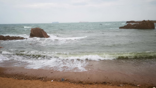 大海沙滩海浪浪花视频