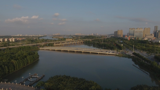 广东省顺德顺峰公园湖桥 4K航拍视频