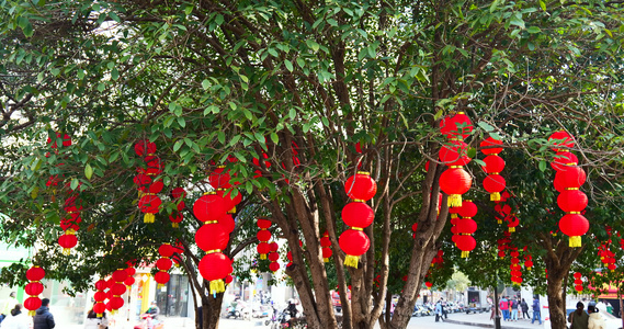 小区春节灯笼氛围新年空镜头4k视频