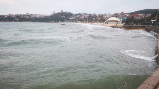 大海涨潮波涛汹涌的海浪浪花视频