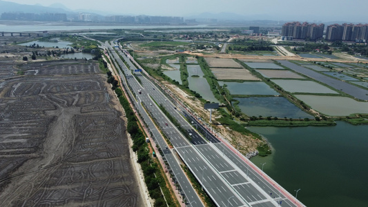 海边公路大海沙滩航拍视频