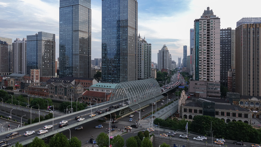 5k素材延时摄影城市金融街立体交通道路车流视频