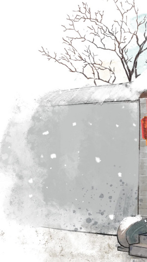 古宅院落下雪中国风背景传统佳节39秒视频