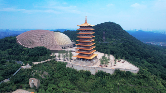 4K航拍牛首山风景区佛顶宫佛顶寺视频