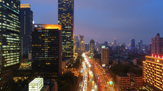 上海延安路高架4K夜景航拍视频