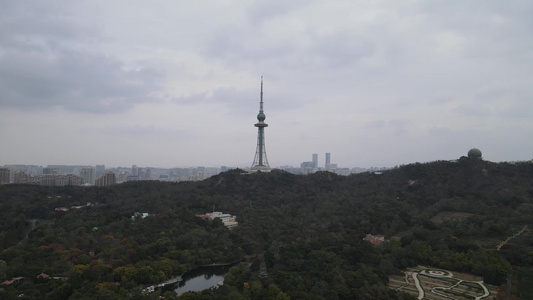 航拍山东青岛城市风光海上日出视频