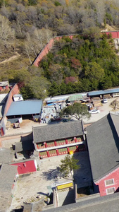 航拍五台山殊像寺宗教场所视频