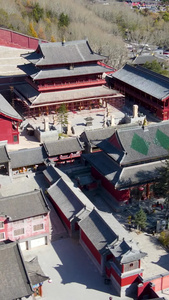 航拍五台山殊像寺宗教场所视频