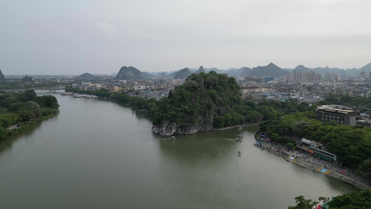 航拍广西桂林象鼻山5A景区视频