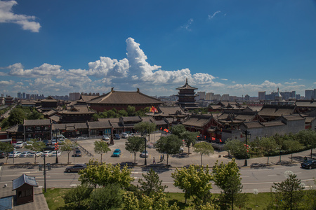 俯拍山西大同著名旅游景点华严寺延时视频视频