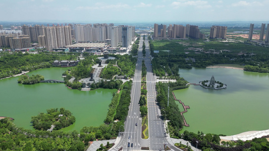 湖北襄阳城市风光航拍视频