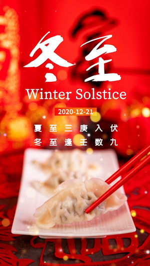 红色喜庆冬至饺子视频海报15秒视频