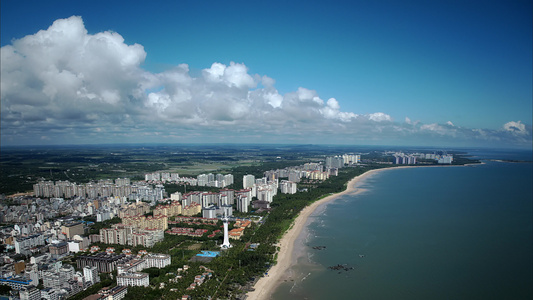 海南海口海岸线城市视频