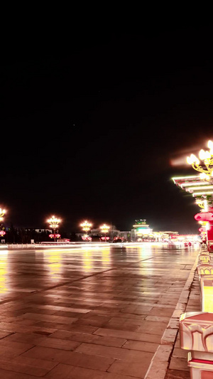 5A景区布达拉宫夜景布达拉宫车流穿梭12秒视频
