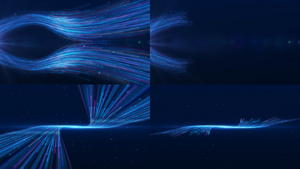 一组科技光线粒子冲击流动动画40秒视频